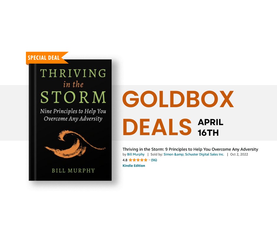 Thriving_book's tweet photo. 🙌 Get ready to conquer 2023 like a pro by reclaiming the reins of your life and learning how to overcome any adversity! 🌊 National bestseller Thriving in the Storm will be on sale as part of Amazon's Gold Box deals on April 16th. Get your copy ➡️ https://t.co/auh3uc5Et1 https://t.co/TlRD9rodYV