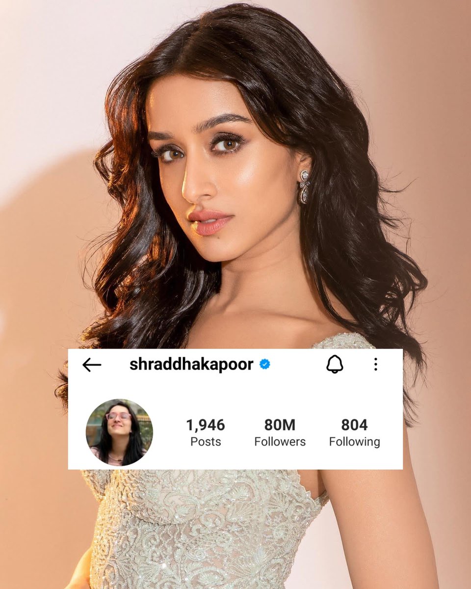 80 Million #ShraddhaGems on Instagram. She Became only 2nd Indian actress to get this milestone !! Queen of this Era fr 🤍 #ShraddhaKapoor Congrats Cutie