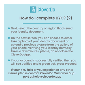 CleverDoGlobal's tweet photo. Please be sure to follow the KYC instructions carefully to avoid any inconvenience. Below are step-by-step instructions on how to complete the verification process without any complications.
#cleverdo #mobilewallet #iban #fintech #KYC https://t.co/HxcarKsiXN