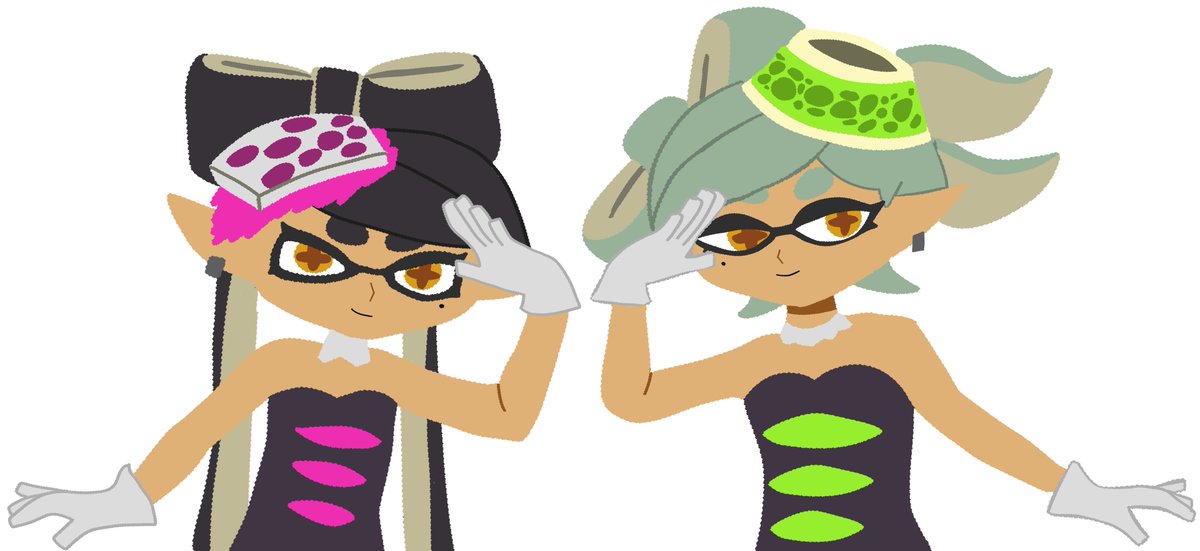 Chao2battle's tweet photo. And here's the squid sisters together! https://t.co/mFKc10OYTL