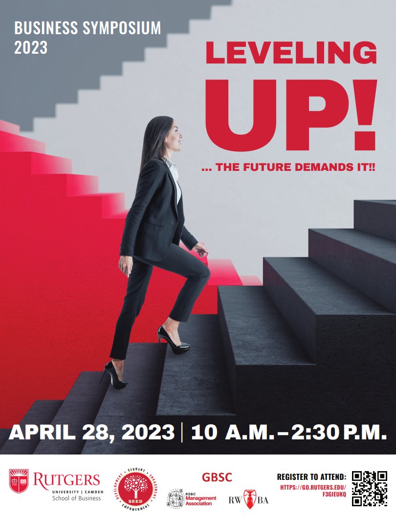 The Business Symposium hosted by @Rutgers_Camden is a conference-style event with speakers from area industries sharing their insights and opportunities to network. The theme is Leveling Up!… The Future Demands It! Click here to register: business.camden.rutgers.edu/business-sympo…