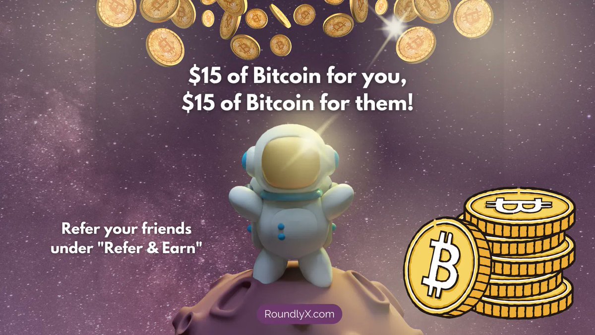 RoundlyX's tweet image. 🚨BIG NEWS: Our referral bonus is now $15 in #bitcoin! 🚨

Head to "Refer &amp;amp; Earn" on the app or web to find your unique RoundlyX link and send to your friends.

Complete one roundup or subscribe to IdeaBumps to qualify for the bonus!

#cryptocurrency #bitcoinbonus