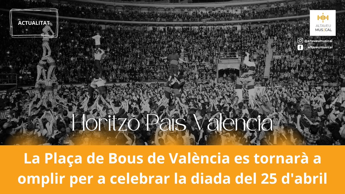 ✊ La Plaça de Bous de València es tornarà a omplir per a celebrar la diada del 25 d'abril

🧑‍🎤 Al concert, organitzat per <a href="/AccioCulturalPV/">Acció Cultural del País Valencià</a> i <a href="/Pro21cultural/">Pro21cultural</a>, tocaran grups com @LaFumigaBand, <a href="/el_Diluvi/">el Diluvi</a>, <a href="/JazzWoman_Music/">JazzWoman</a> o <a href="/socesther/">ESTHER</a>, entre altres 

Més a 👉bit.ly/HoritzóPV