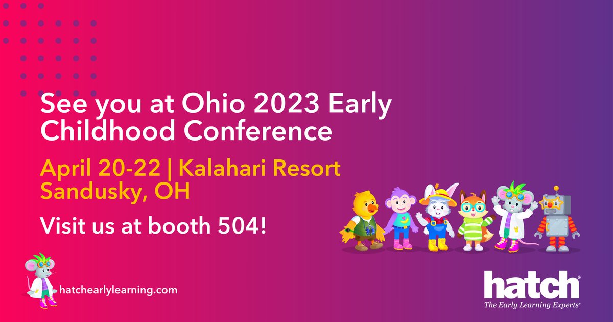 Attending the Ohio Early Childhood Conference next week? Stop by booth #504 to discover how Hatch's suite of products can benefit your program. Plus, we'll be sharing tips on how to utilize the OCCSG to fund digital learning tools. Looking forward to meeting you! #edtech #ece