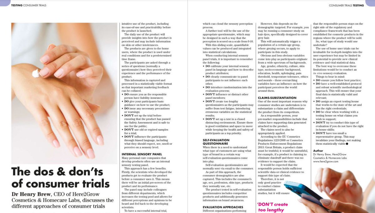 Here2Grow's tweet photo. Check out the latest edition of @cb_beautynews -fantastic article by our very own Dr Henry Brew!  https://t.co/i5Ue42wSX3 #trials #cosmetics #beauty https://t.co/eNopgWWpfF