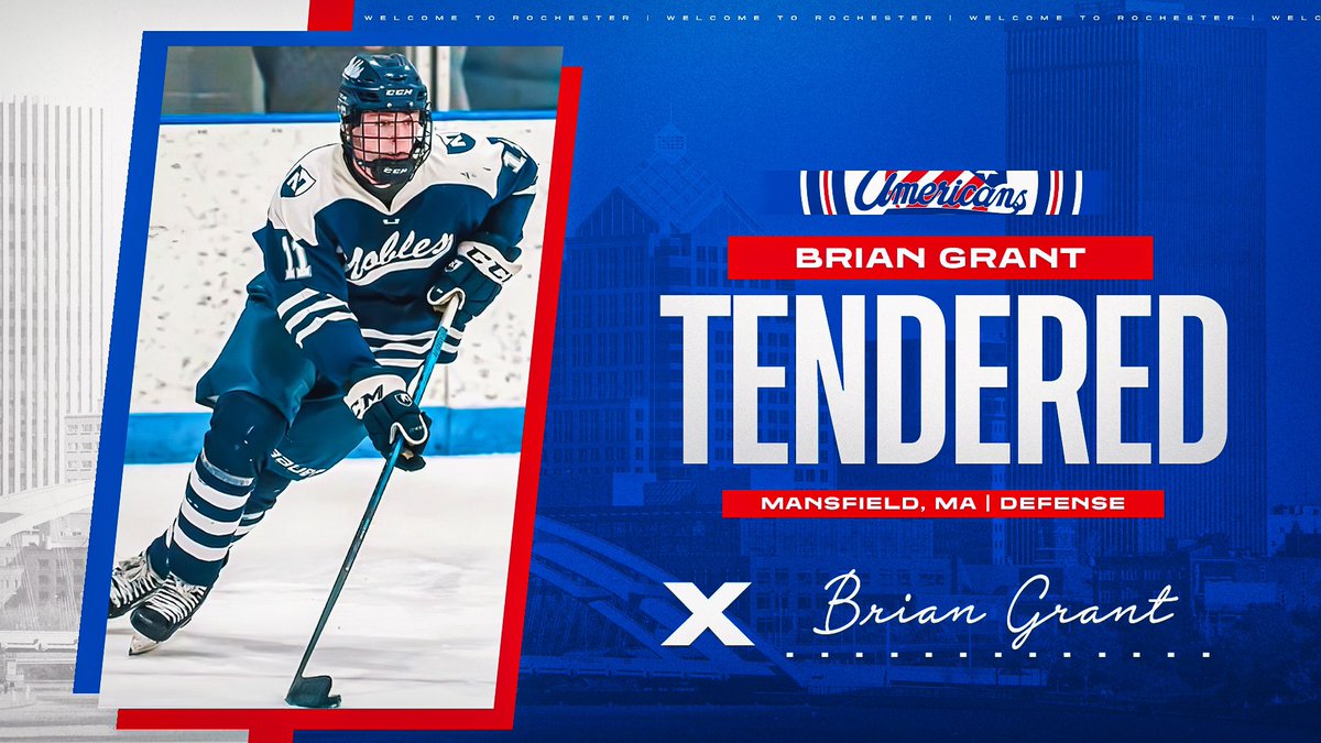 #NEWS: The Rochester Jr. Americans announce they have tendered defenseman Brian Grant. 

Welcome to #AmerksHockey Brian!