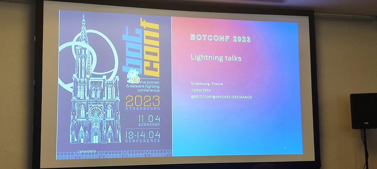 nawhack's tweet photo. Let's go for the 16 lightning talks! #Botconf2023 https://t.co/Xus3l4Hc2F