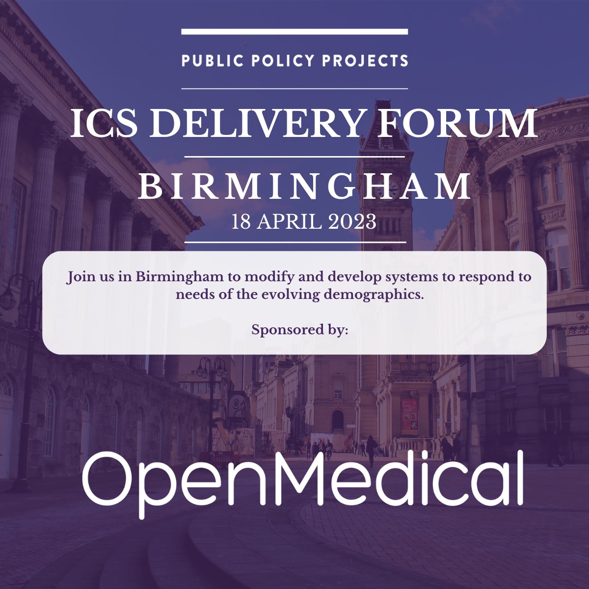 OpenMedicalLtd's tweet photo. Next week, we'll be in Birmingham with @Policy_Projects for the ICS Delivery Forum!
Read more here and get the last remaining tickets on sale: https://t.co/8zUsh4u8Fm
The team is looking forward to seeing you there!
#ICSroadshow #digitaltransformation #nhs #ics #digitalhealth https://t.co/OIk5fRISVZ