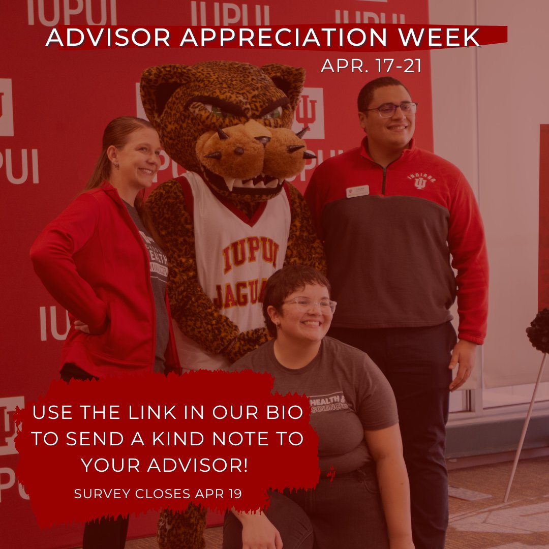 HerronSchool's tweet photo. Feeling grateful for your advisor? Show them some love during @IUPUI Advisor Appreciation week (April 17-21) by filling out a Qualtrics survey and sending them a message of appreciation.

Let's show our advisors how much they mean to us! https://t.co/30sHEtA3EQ https://t.co/6M8QZT3x3S