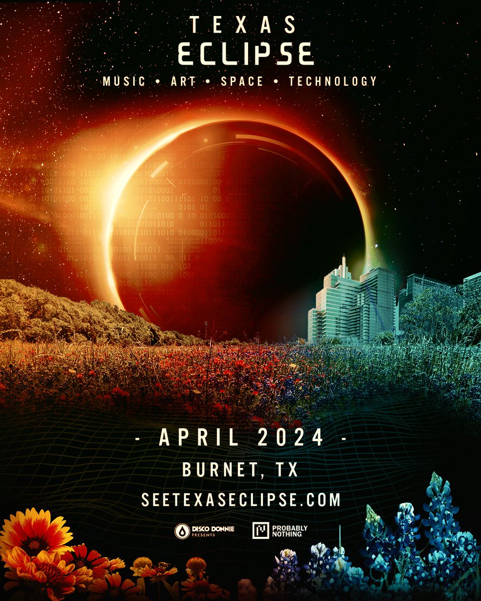 Join us for a celebration of music, art, space, and technology during the 2024 total solar eclipse in Burnet, Texas! Experience a once in a lifetime event, surrounded by friends, at Reveille Peak Ranch. Excited to share with you the most unique expansion we've ever been a part