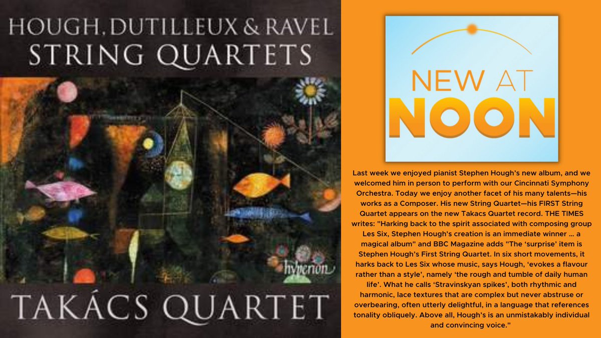 909WGUC's tweet photo. TAKACS QUARTET performs the piece written especially for them on their new album : “Hough, Dutilleux and Ravel – STRING QUARTETS”  #NEWatNoon today on 90.9 WGUC. https://t.co/g7MlIYFPg8 https://t.co/PXedAo8QDL