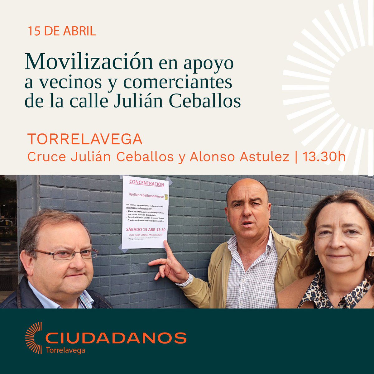 💪 Movilización en apoyo a los vecinos y comerciantes de la Calle Julián Ceballos.

👉 Recuerda el sábado a las 13:30 #julianceballossemueve