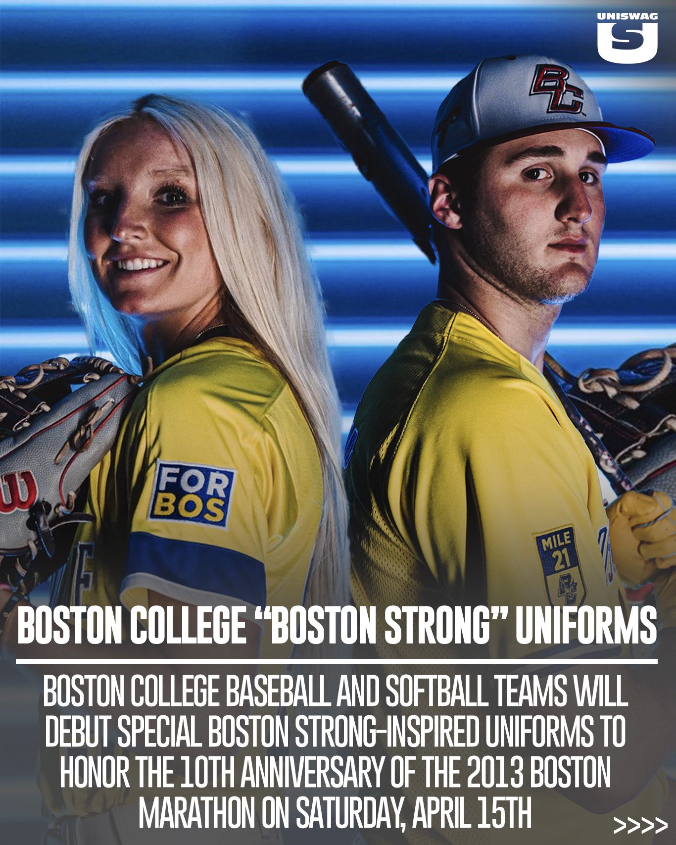 UNISWAG on X: Both @BCBirdBall & @BC_Softball will wear special “Boston  Strong” uniforms on April 15th. #uniswag  / X