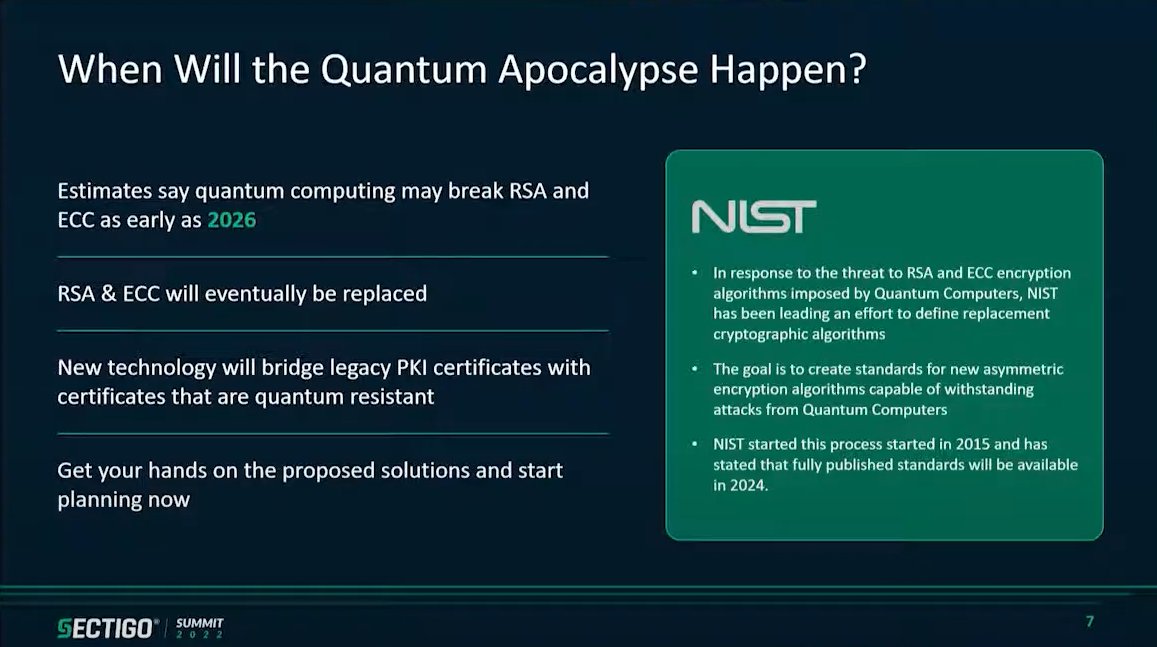 SSLmentor's tweet photo. Kdy nastane Quantum apokalypsa současného šifrování? Podle #sectigo již za 3 roky 🫣 https://t.co/zPwM0K0KQ1