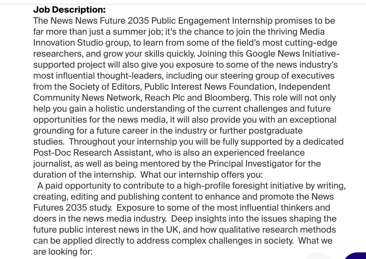 futures2035's tweet photo. Apply for the  News Futures 2035 Public Engagement Internship here 👉 https://t.co/27acj5aNSX cc @UCLanJMP @publishinguclan @UCLanCareers https://t.co/DRFejROcdX