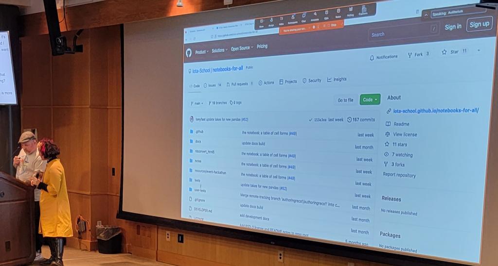 eteq's tweet image. Great presentation by @isabelapf2 and T Fast on the github.com/Iota-School/no… project (with @psmyth01, J Kotler, and myself) doing user testing to improve the accessibility of Jupyter notebooks at the #dayofaccessibility at @stsci