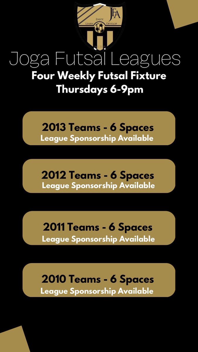 FUTSAL LEAGUES 💛🖤

Coming soon in Glasgow, get in touch if you’d like to register a squad 😁