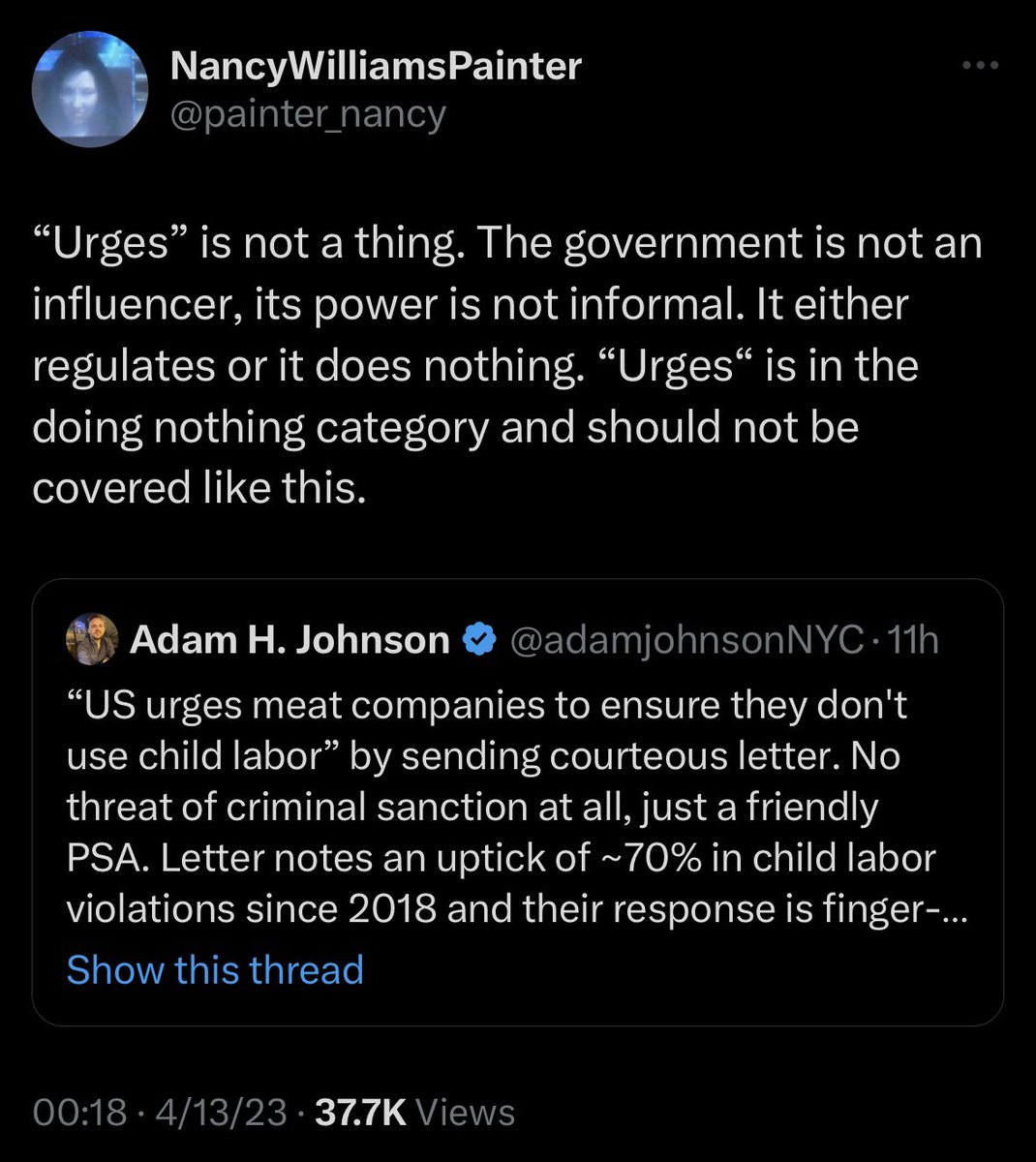 PushDemsLeft's tweet photo. Literal child labor is surging under Biden, so his administration responds by… writing a letter about it. https://t.co/k485RF0IEm