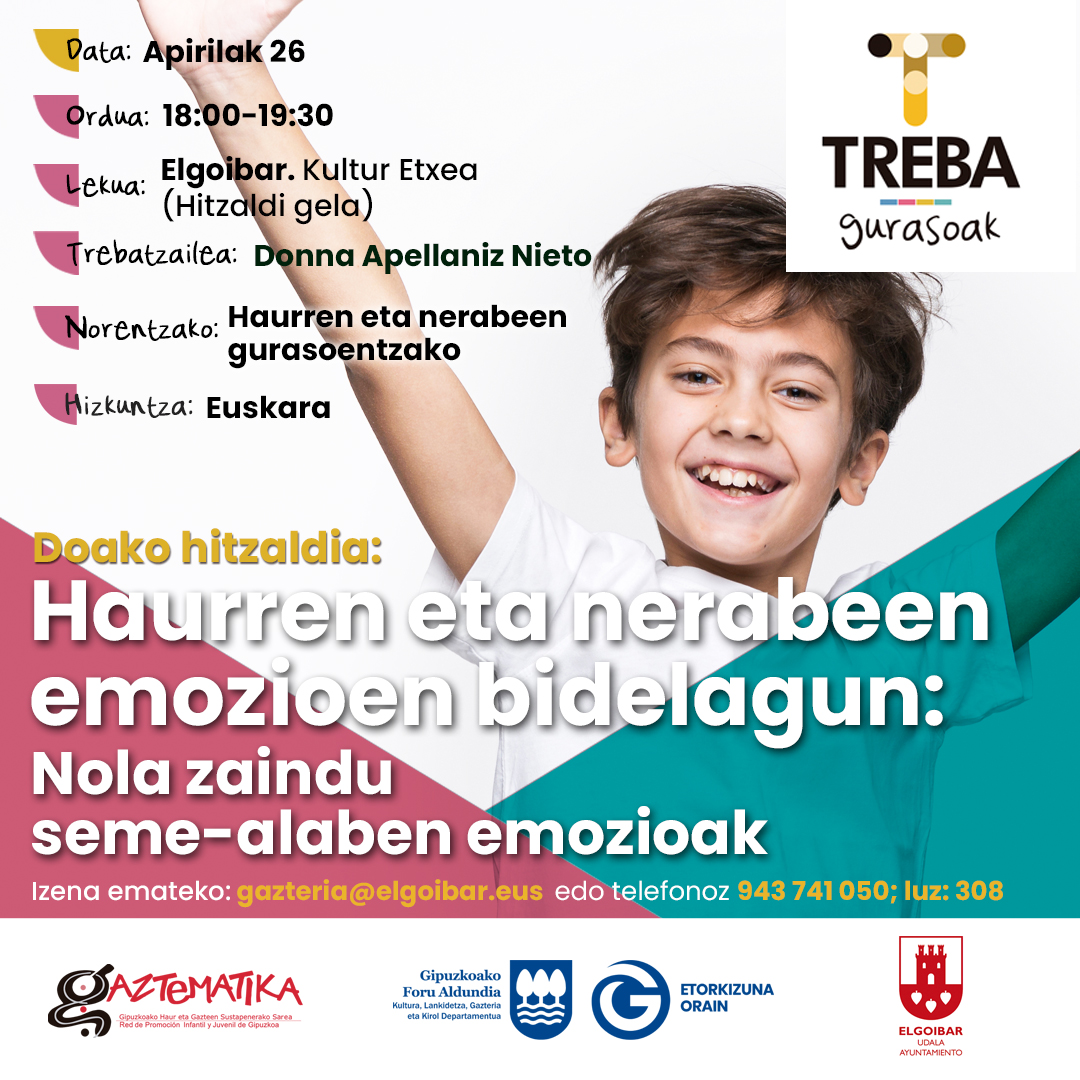 Seme-alaben emozioei buruzko hitzaldia Elgoibarren, TREBA Gurasoak ekimenaren baitan, apirilaren 26an

🔗 EU: labur.eus/8I4h5 | ES: labur.eus/kNHSw

#Elgoibar ↗️