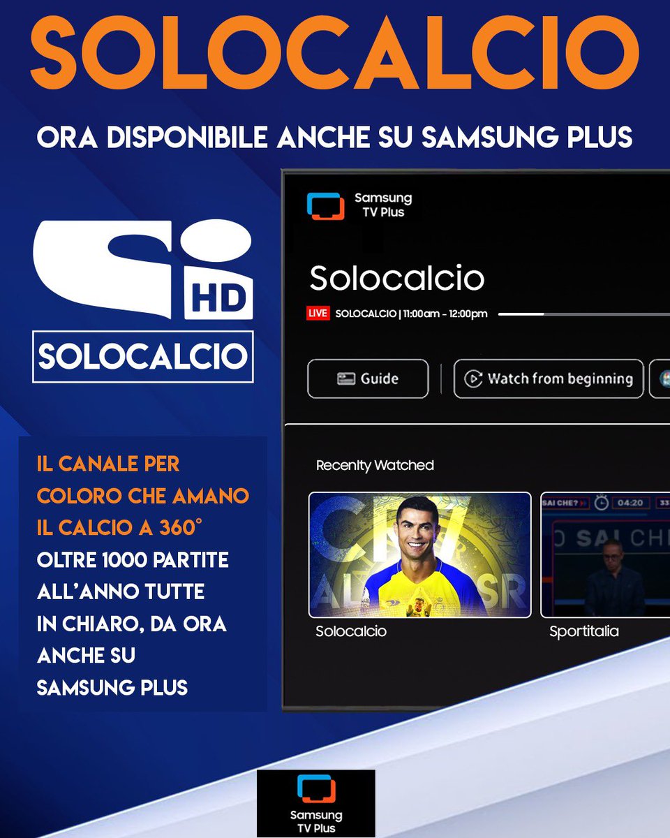 tvdellosport's tweet photo. ๐ฆ๐ฝ๐ผ๐ฟ๐๐ถ๐๐ฎ๐น๐ถ๐ฎ ๐ฟ๐ฎ๐ฑ๐ฑ๐ผ๐ฝ๐ฝ๐ถ๐ฎ ๐๐ ๐ฆ๐ฎ๐บ๐๐๐ป๐ด ๐ฃ๐น๐๐โผ๏ธ
Sportitalia raddoppia la sua offerta su Samsung Plus, da cui sarร possibile vedere anche SoloCalcio, con piรน di 1000 partite tutte in chiaro ๐บ
#sportitalia #solocalcio https://t.co/l91e8aHaps