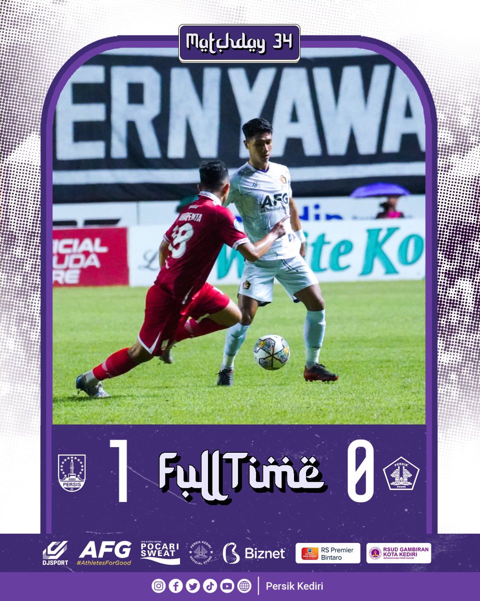 persikfckediri's tweet photo. Musim yang indah, terima kasih dan sampai jumpa di musim depan ! 💜🤍

Full Time :
Persis Solo 1-0 Persik Kediri

#Djajati
#PersikKediri https://t.co/Q9NqtD005c