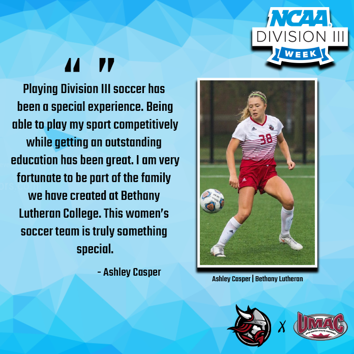 umacathletics's tweet photo. Ashley Casper of @BLCWSoccer with her thoughts on her Division III experience to this point!

#UMACD3Week https://t.co/Igdqq3Kle7