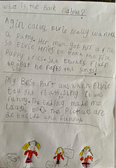 Schoolreaders's tweet photo. "My best part was when Emily taught Fluff to sing." 

Congratulations once again to our Summertime Book Review Competition winners Imogen and Vihaan! 

@MichaelRosenYes @FansofJWilson 
What do you think of their reviews? 📚

#SummertimeBookReview #Schoolreaders #PrimarySchools https://t.co/nQ0ruSns1P