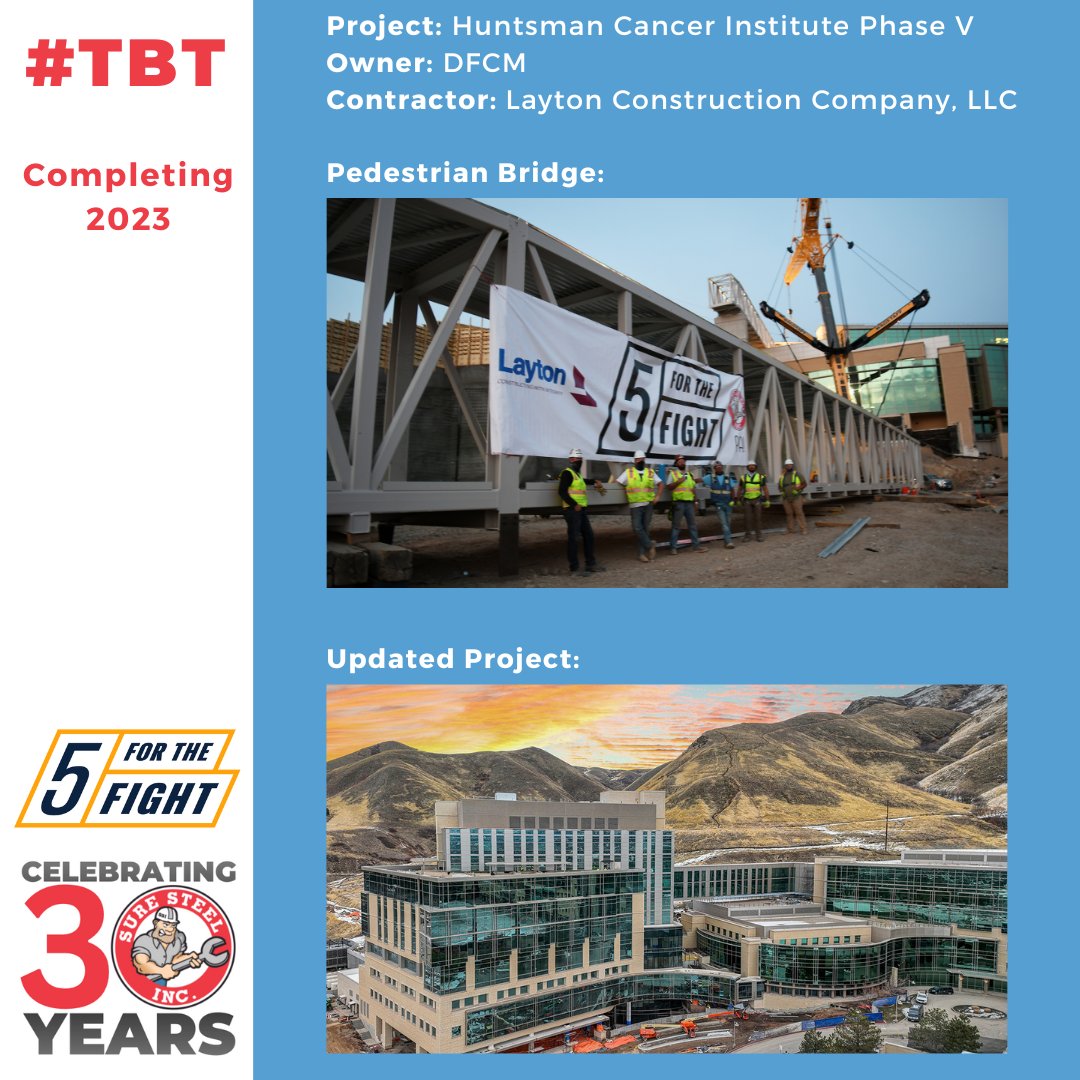 Sure Steel Inc (@suresteel) on Twitter photo This #TBT we're spotlighting the Huntsman Cancer Institute Phase V to be completed in 2023. We partner with 5 For The Fight where 100% of your donation goes toward cancer research. Click here: suresteel.com/fight/
#Sure30 #Throwback <a href="/5ForTheFight_/">5ForTheFight ๐</a> <a href="/LaytonConstruct/">Layton Construction</a> This #TBT we're spotlighting the Huntsman Cancer Institute Phase V to be completed in 2023. We partner with 5 For The Fight where 100% of your donation goes toward cancer research. Click here: suresteel.com/fight/
#Sure30 #Throwback <a href="/5ForTheFight_/">5ForTheFight ๐</a> <a href="/LaytonConstruct/">Layton Construction</a>