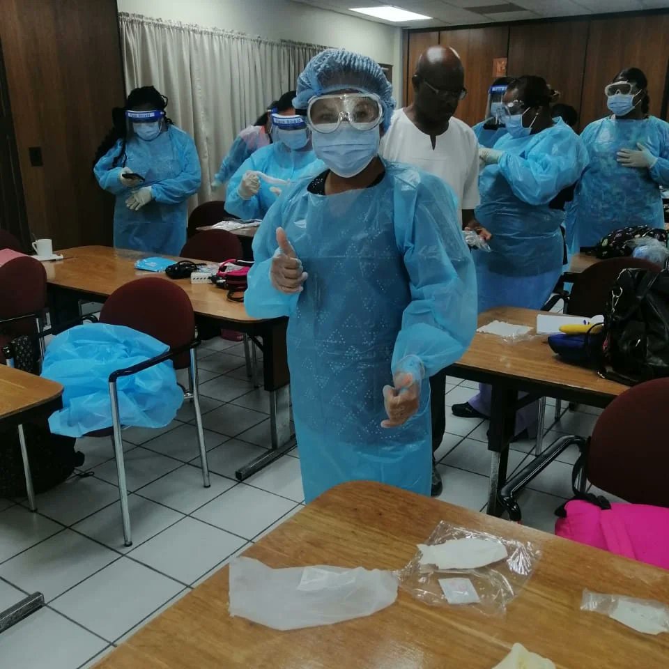 BelizeRedCross's tweet photo. The Belize Red Cross Society's second cohort of 2023 for our Home Caregiver Nurse Certification Training Course is fully on the way.

This week, participants are being trained in the proper use of Personal Protective Equipment (PPE) by our certified nursing instructor. https://t.co/eWY5m0hmFJ
