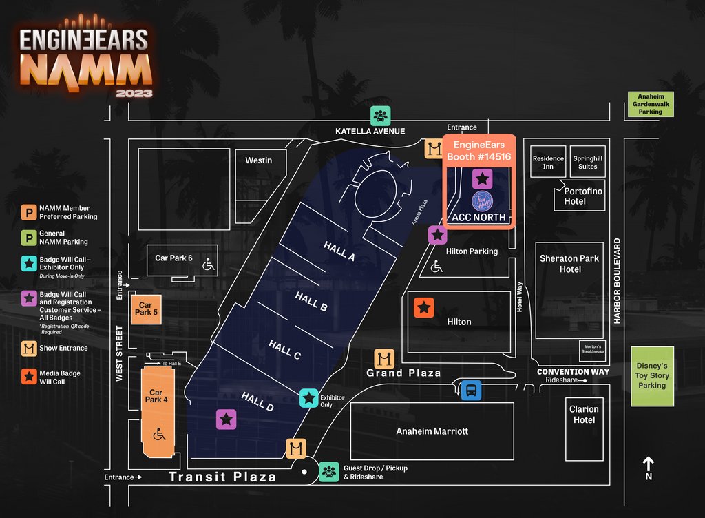 EngineEars's tweet photo. NAMM is upon us! Make sure you know where you’re going. Look for our booth #14516 in the ACC North Hall.
.
.
.
#EngineEars #SeeingSounds #MusicProduction #MixEngineering #Mastering #AudioEngineering https://t.co/VEMCUkBb87