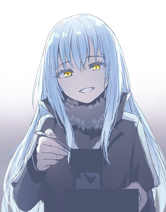 Unbreakingdt's tweet photo. Rimuru would slightly tilt his head, looking up at the red headed woman with a red face.

"P-puppies?" https://t.co/88L4P2iXeZ