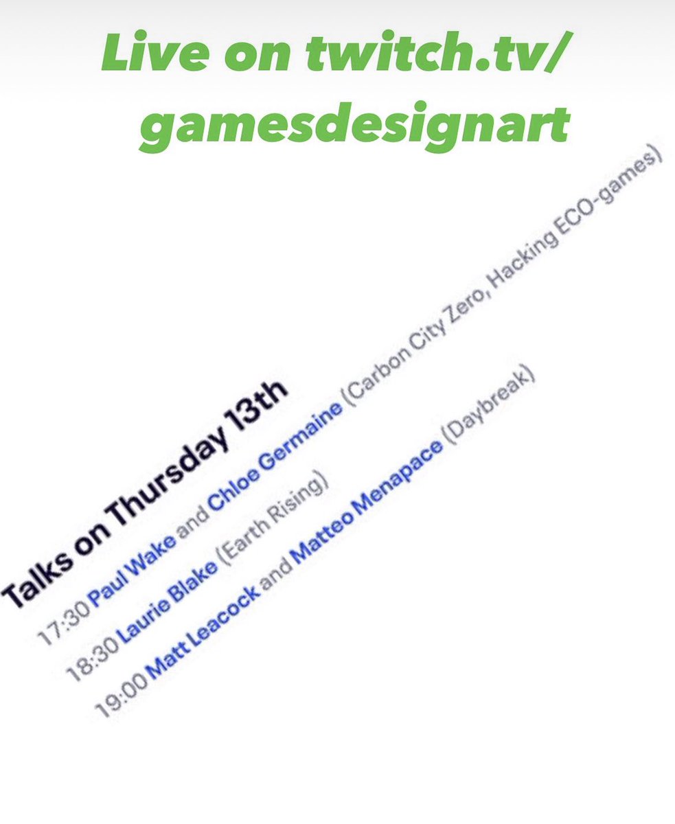 From just after 5PM twitch.tv/gamesdesignart - you can ask questions via the chat function or come to Winchester School of Art - The Winchester Gallery in person :) cc <a href="/baddeo/">Matteo Menapace 🍉</a> @mattleacock