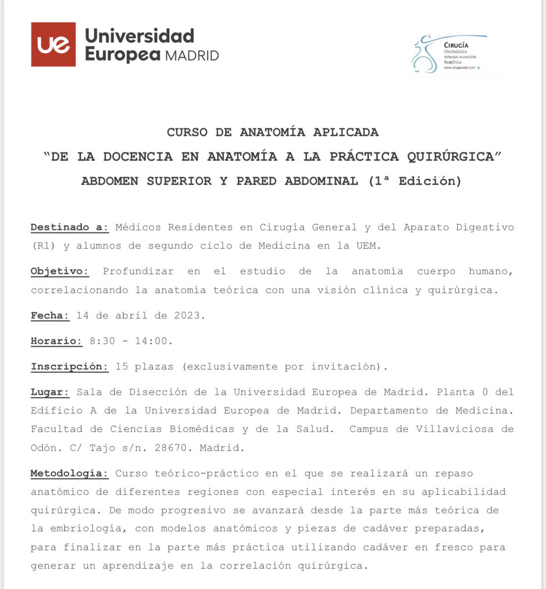 eduQhannel's tweet photo. Mañana, en la @UEuropea con el Prof. Roberto Fernández-Baillo, compartiremos con alumnos pregrado y R1 de cirugía conceptos de anatomía y su aplicación en la práctica clínica @h_guadalajara @drjlramos @DrMarioalvarez Confiamos en que los R1 de vuestros Servicios Anatomía!! https://t.co/x6a2MHDuim