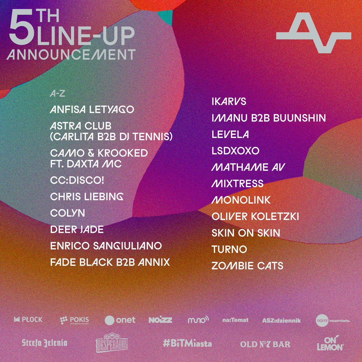 audioriver_pl's tweet photo. 5. ogłoszenie line-up'u #Audioriver2023 już tu jest i jest naprawdę MOCNE! 
#anfisaletyago #oliverkoletzki #monolink #skinonskin #mathame #enricosangiuliano #chrisliebing #colyn #lsdxoxo #turno #zombiecats #deerjade #djtennis #carlita #audioriver #audioriverfestival #plock https://t.co/rqLdt3gW1o