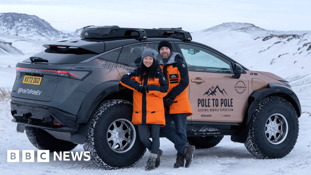 IdealPower2's tweet photo. This couple from Aberdeen wants to dispel some common EV myths that could help reduce range anxiety. 🚙 Follow their 17,000-mile road trip from the Arctic to Antarctica in an electric vehicle. ❄️

@BBCNews:  
https://t.co/mUhLtLyVy8

#ClimateAction #Renewbles #ElectricVehicles https://t.co/Og3uC1Qd75