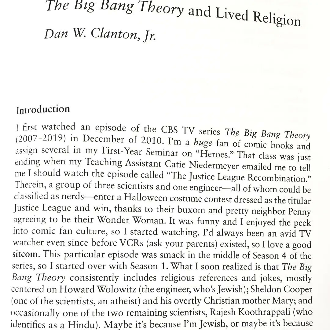 Dan Clanton, Jr. (@danclantonjr) on Twitter photo So excited about our new book on Religion & Popular Culture w/ <a href="/routledgebooks/">Routledge Books</a>! They were so great & working w/ <a href="/ecoody/">Elizabeth Coody</a> & Terry Clark always kicks ass!
Can't wait to hear what y'all think about the book & about my work on <a href="/bigbangtheory/">The Big Bang Theory</a> 🙂
#AcademicTwitter #acrel So excited about our new book on Religion & Popular Culture w/ <a href="/routledgebooks/">Routledge Books</a>! They were so great & working w/ <a href="/ecoody/">Elizabeth Coody</a> & Terry Clark always kicks ass!
Can't wait to hear what y'all think about the book & about my work on <a href="/bigbangtheory/">The Big Bang Theory</a> 🙂
#AcademicTwitter #acrel