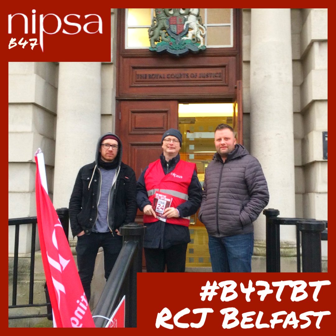 NIPSA_B47's tweet photo. ✊ @nipsa B47 Rep William K leading the picket at RCJ, Belfast 🚩 #NICSStrikeApril26 #OneBigUnion #TBT #ThrowbackThursday #B47TBT https://t.co/gGTxXrBYwg