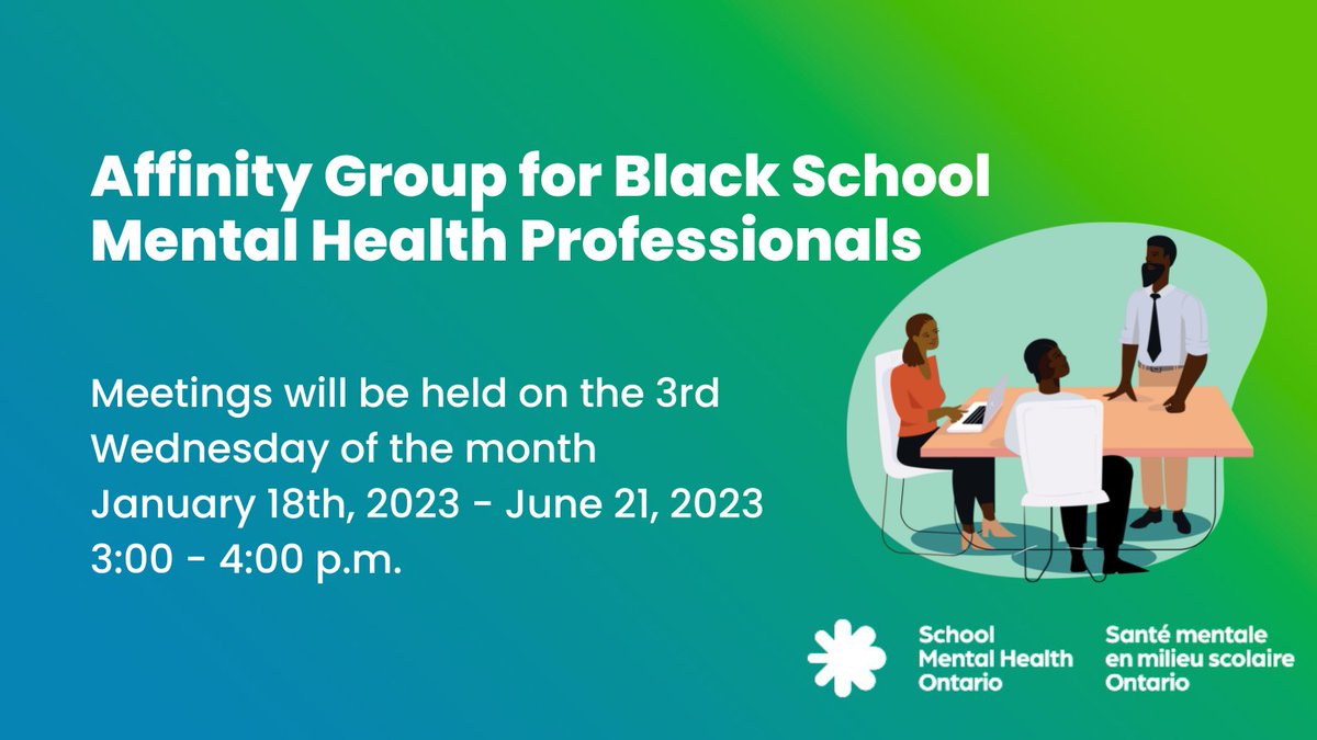 Reminder: School Mental Health Professionals who identify as African, Black, Afro-Caribbean &amp; Afro-latinx can join our affinity group. The group meets virtually at 3 p.m. on the 3rd Wed. of the month. Next meeting this Wed.

zoom.us/meeting/regist…