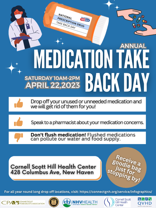 NHVPublicHealth's tweet photo. Stop by 428 Columbus Ave (parking lot) to visit our annual Medication Take Back Day (MTBD) event and get an opportunity to grab a goodie bag and earn a gift card! https://t.co/1dqyVSwmkD