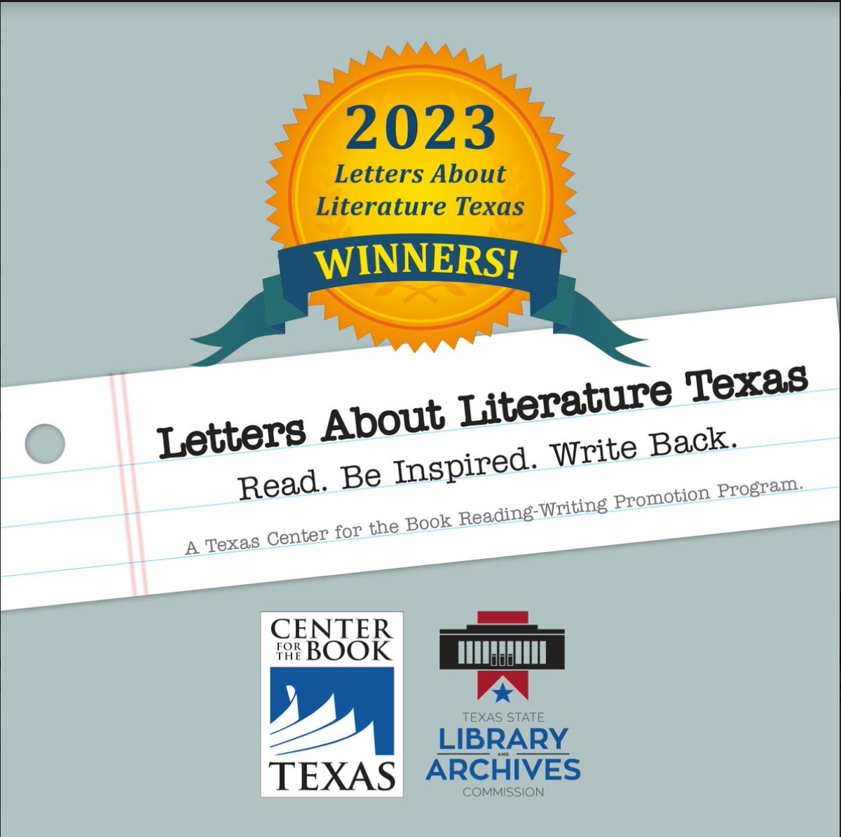 kristinethall's tweet photo. Whoo hooooo for the 2023 #TexasCenterForTheBook's #LettersAboutLiteraturewinners! A pleasure to be a judge for this contest. The submissions are proof books make a difference for kids. Learn more, watch the students' videos, &amp; read the 3 winning essays:
https://t.co/Zn1jjFNtEO https://t.co/Ad1ULOgg7V
