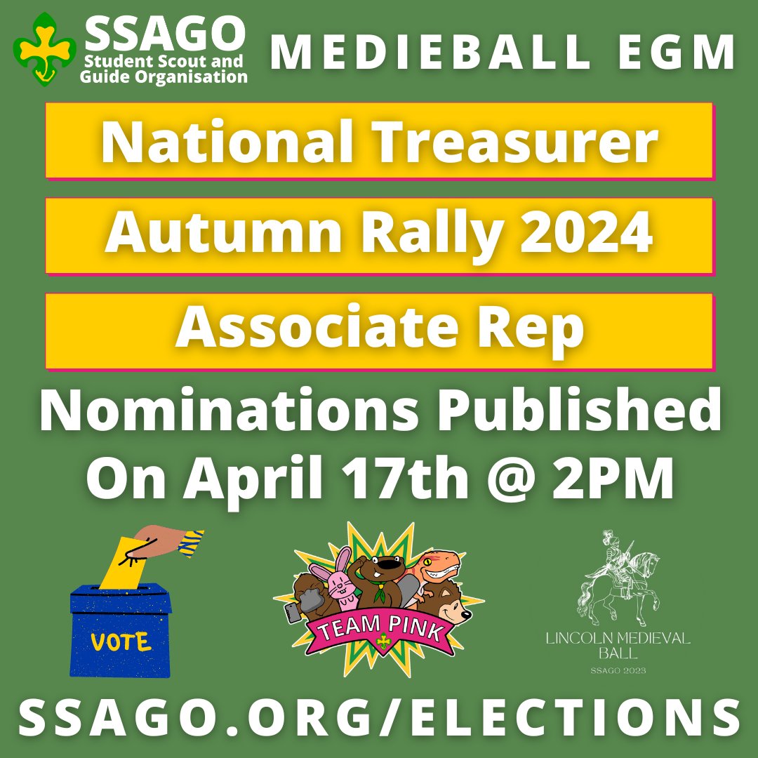 SSAGO_UK's tweet photo. We'll also be hosting an EGM during MedieBall 2023 to elect our new National Treasurer, Autumn Rally 2024 and Associate Rep! Interested in submitting your own bid? Then make sure to do so at https://t.co/MFtU0K1Fs0 today! 🗳️ https://t.co/E9AwrJVjZh