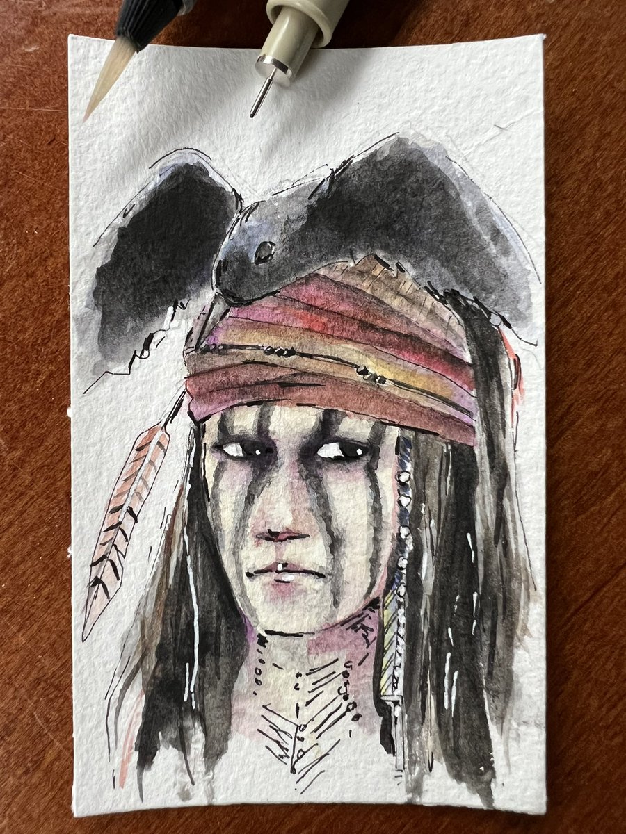 kemysworkshop's tweet photo. Johnny Depp and his characters-number03
@JohnnyDeppNFT #johnnydepp #watercolor #watercolour #portrait #miniportrait #portraitart #tonto #loneranger https://t.co/ynFpZdHpf1