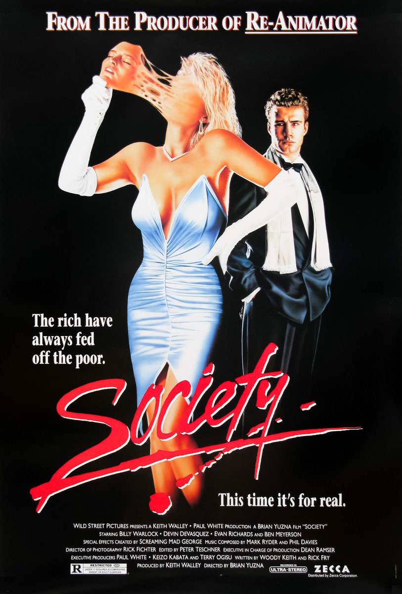 Gp4541's tweet photo. Society (1989)  
Director Brian Yuzna  
#movie #horror #comedy #bmovie #bodyhorror #Society #BrianYuzna #BillyWarlock #DevinDeVasquez #EvanRichards #BenMeyerson #WildStreetPictures https://t.co/uWov8dU5AU