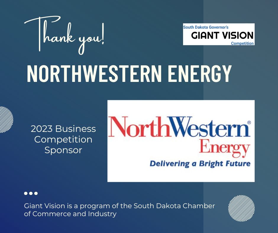 chamber_sd's tweet photo. Growing the GDP of South Dakota and creating new jobs are key goals of the Governor's #GiantVision program. Visit this year's #startups 9:30-11:45 am, Tue, April 25 at the @SiouxFallsCC.

Huge thanks to @NWEinfo for supporting this effort!! https://t.co/1lT7BaWDs8