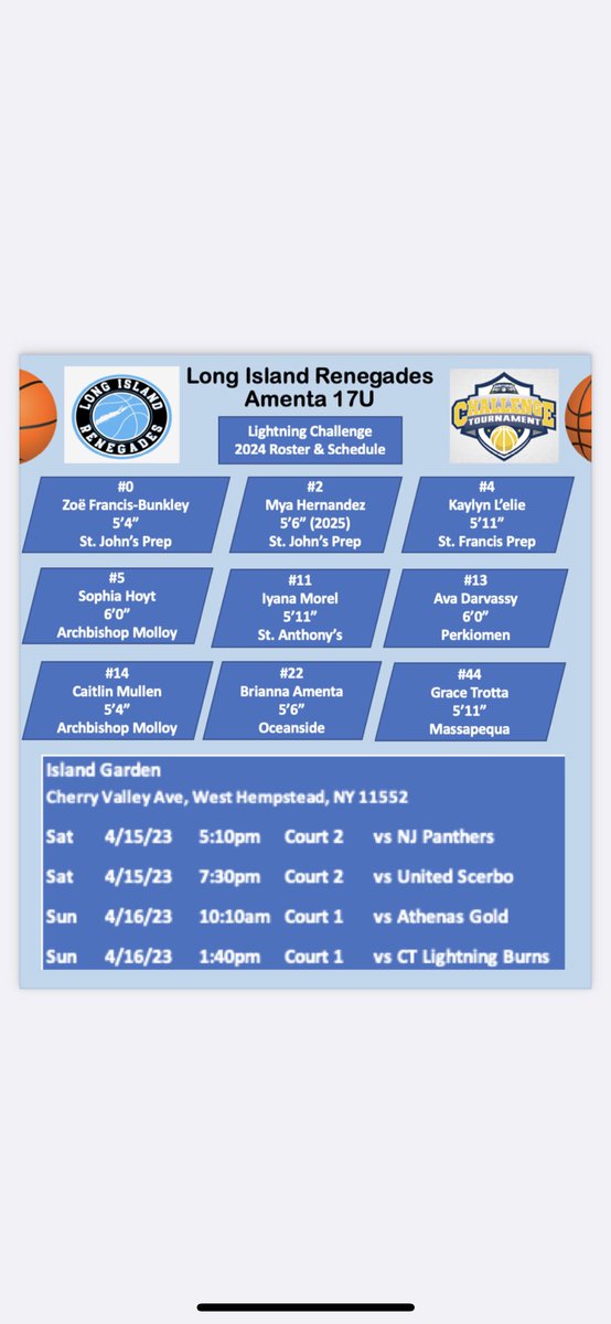 Updated schedule LI Renegades 17U Amenta for this weekends games <a href="/coachschoiceusa/">COACH'S CHOICE USA</a>