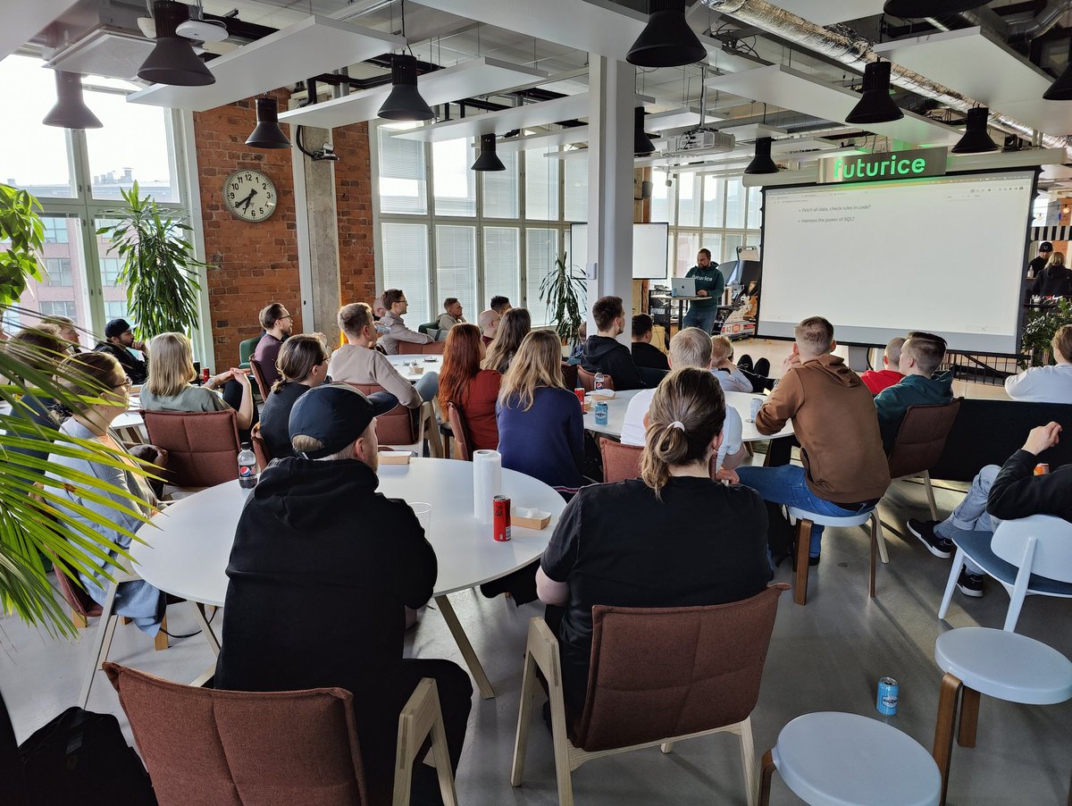 Talks on the way, starting with rule engines &amp; Knex @ <a href="/futurice/">Futurice</a> <a href="/thrivcompany/">Thriv</a>
#tamperejs #webdev #javascript #typescript #knex #sql