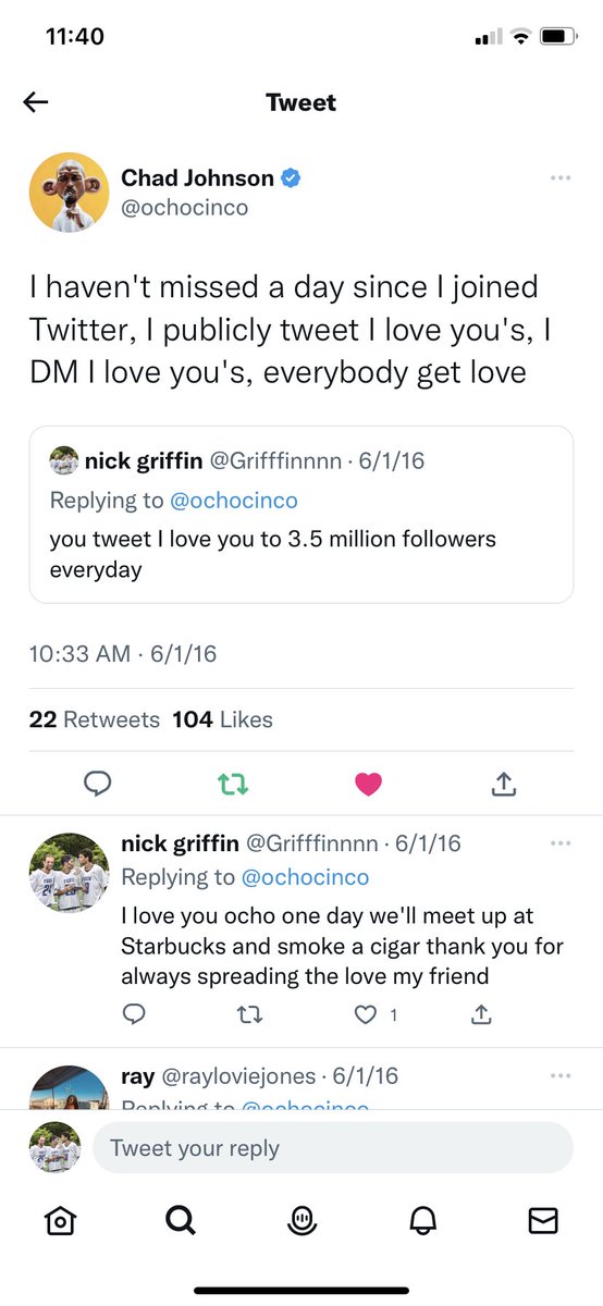 Grifffinnnn's tweet photo. @ochocinco I love you fucker ❤️ https://t.co/tEDuEFgEn0