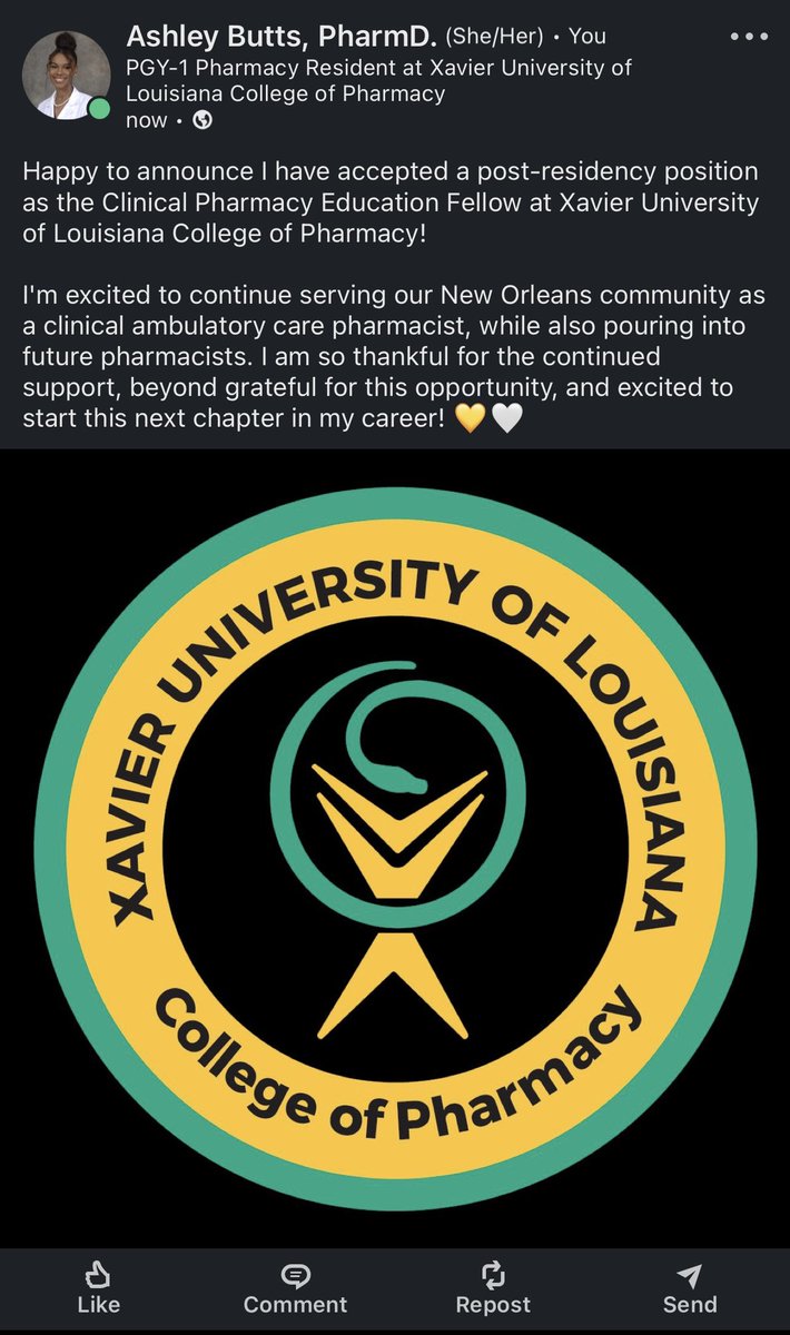I loved it here so much, that I've accepted a position as the 2023-2024 Clinical Pharmacy Education Fellow 💛🤍 .. here's to serving our community and pouring into the new faces of pharmacy 💊 #AmbCare #Academia #XU #TwitteRx