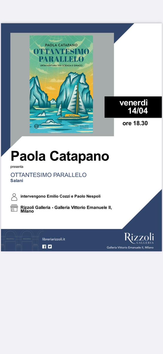 PAOLAC's tweet photo. Excited for my book launch in Milan with ⁦@astro_paolo⁩ and ⁦@emilio_cozzi⁩ ! 80th parallel is the diary of the exceptional #polarquest2018 #arctic #expedition ⁦@PolarquestOrg⁩ and also a voyage into my innermost self! In Italian for now .. https://t.co/da8aoWnWk7