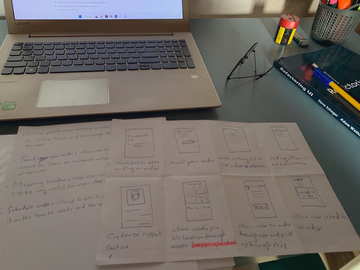 yusufaymin's tweet photo. First time to practice “Crazy 8” it was overwhelming and stressful🫣🤕but very exciting 😜🧑🏾‍💻
#uxtoolschallenges #DailyUX #DailyUI #Crazy8 #ux https://t.co/XckpCksjyM